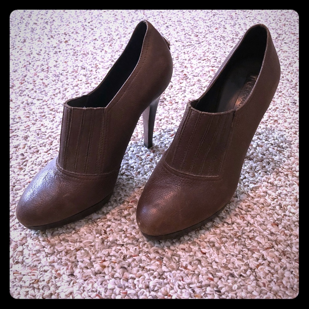 BCBG Brown Leather Heeled Booties